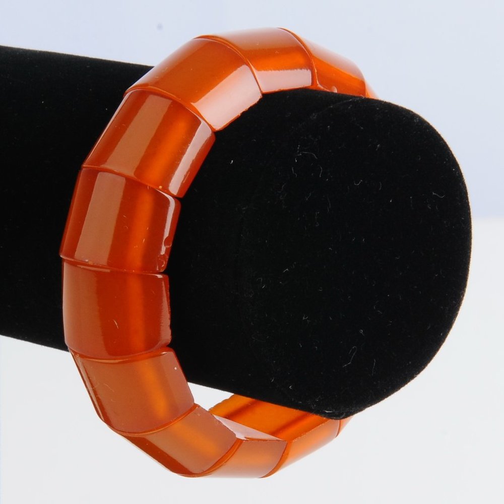 Amber Colored Lucite Stretch Bracelet - Vintage